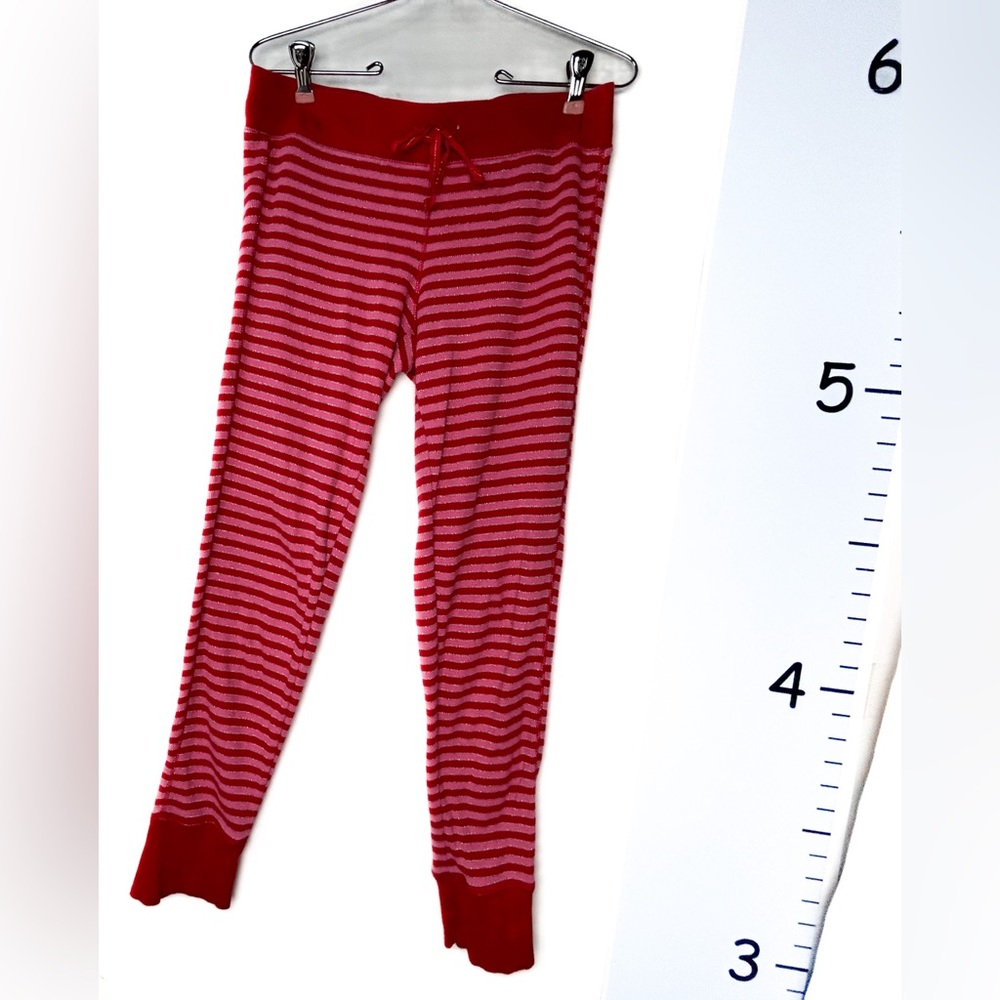 Victoria's Secret Red Pink Metallicโ Stripe Thermal Pajama Pants M/M